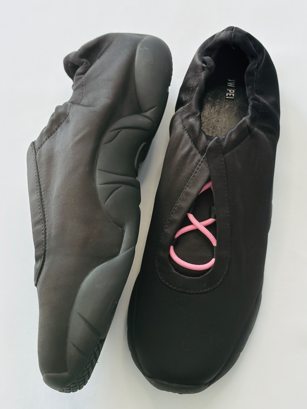 JW PEI Flavia Ballerina Sneakers Black Satin Size 41 NWB
